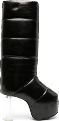 120mm Padded-Design Leather Boots