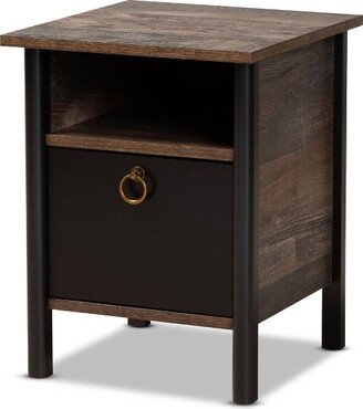 Vaughan Two-Tone Rustic Finished Wood Nightstand Walnut