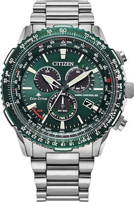 Men's Citizen Eco-Drive® Promaster Air Chronograph Watch with Green IP Dial (Model: Cb5004-59W)