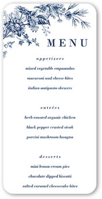 Wedding Menu Cards: Nautical Blues Wedding Menu, White, 4X8 Flat Menu, Matte, Signature Smooth Cardstock, Rounded