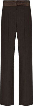 Contrasting-Waistband Straight-Leg Trousers