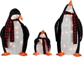 Northlight Set of 3 Lighted Penguin Family Outdoor Christmas Yard Decoration