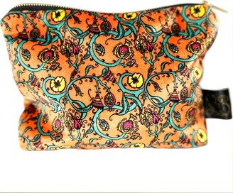 Laura B Interiors The Orange Decortive Thistle Makeup Bag