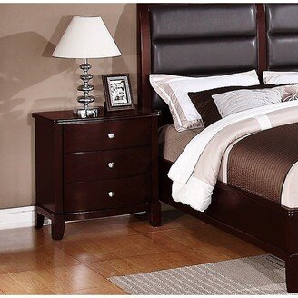 TOSWIN Brown Finish 3-drawers Nightstand Bedroom Furniture 1pc Nightstand MDF Birch Veneer