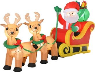 Homcom 8' Long Christmas Inflatable Santa Outdoor Blow-Up Yard Decoration