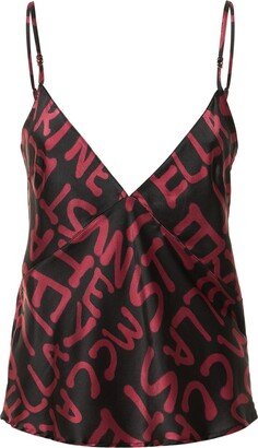 Graffiti silk blend pajama top