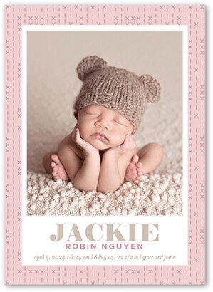 Birth Announcements: Beloved Flourish Birth Announcement, Pink, 5X7, Matte, Signature Smooth Cardstock, Square