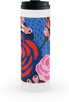 Travel Mugs: Papercut Roses Stainless Mug, White, 16Oz, Multicolor