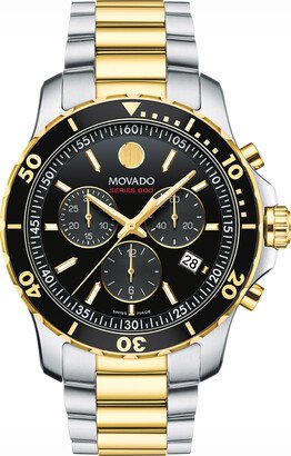 Men's Movado Series 800® Chronograph Two-Tone PVD Watch with Black Dial (Model: 2600146)