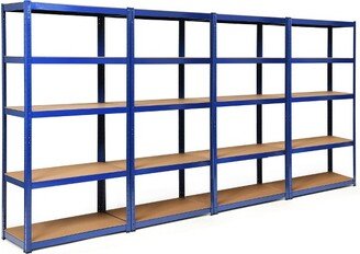 4PCS 72''Heavy Duty Steel 5 Level Garage Shelf Storage Adjustable Shelves Blue