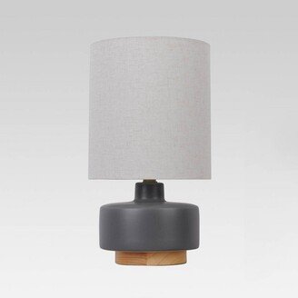 Ceramic Table Lamp with Wood Base