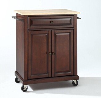 Compact Wood Top Kitchen Cart