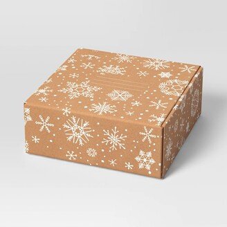 8x8x4 Square Christmas Snowflake Print Shipping Box Kraft - Wondershop™