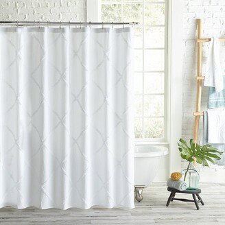 Chenille Lattice Shower Curtain White