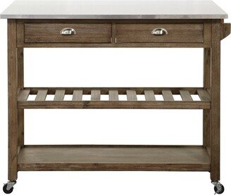 Hadley Kitchen Cart Island with Drop Down Shelf Barnwood