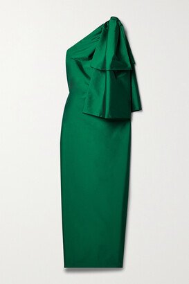 Josselin One-shoulder Bow-detailed Taffeta Midi Dress - Green