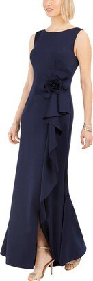 Petites Womens Ruffled Long Maxi Dress