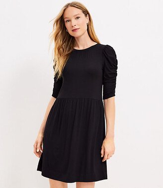 Petite Shirred Sleeve Swing Dress