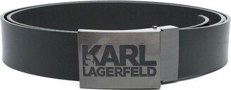 Logo-Plaque Leather Belt-AJ