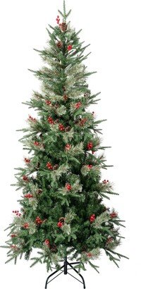 National Tree Company 6' Feel-Real Virginia Pine Mixed Hinged Tree, 60 Berries 60 Pinecones