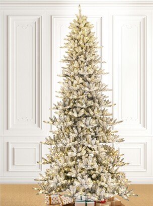 Pre-Lit Flocked Slim Fir Artificial Christmas Tree with 950 Warm White Lights, 11'