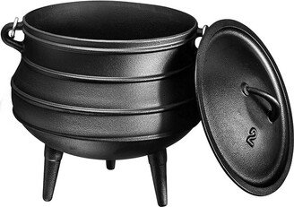 8 Quarts Black Pre-Seasoned Cauldron Cast Iron Potjie Pot | 3 Legs for Even Heat Distribution | Premium Camping Cookware