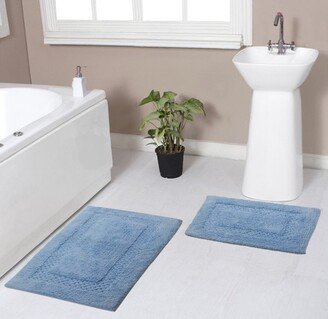 Home Weavers Inc Set of 2 Classy Bathmat Collection Blue Cotton Tufted Bath Rug - Home Weavers