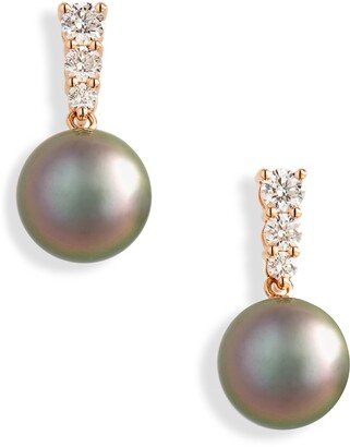 Morning Dew Cultured Pearl & Diamond Drop Earrings