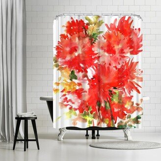 71 x 74 Shower Curtain, Red Dahlias by Suren Nersisyan