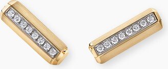 Lexington Barrel Stud Earrings in 18K Yellow Gold with Pav