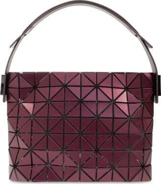 Handbag With Geometrical Inserts - Burgundy