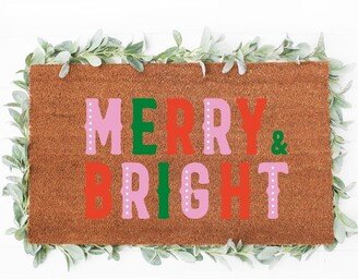 Merry & Bright Colorful Doormat, Christmas Doormat - Cute Holiday Doormats, Decor, Farmhouse Decor