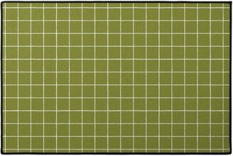 Door Mats: Watercolor Windowpane - Green Door Mat, Green