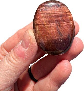 Red Tigers Eye Palm Stone | ~1.75 Tumbled Worry - Polished Oval Crystal