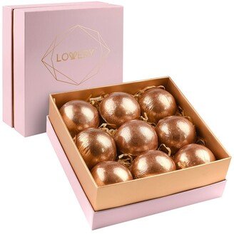 Lovery 24 Karat Rose Gold Bath Bombs Set, 9Pc Deluxe Bombs For Bubble & Spa Bath