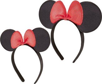 Minnie Mouse Mommy and Me Ears Headbands, Matching for Adult and Little Girl (Red Glitter)