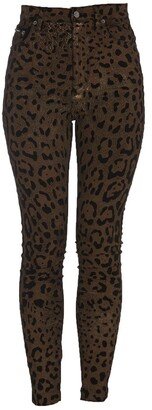 Leopard Print Slim-Fit Jeans