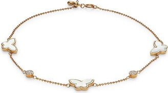 14K Yellow Gold, Mother Of Pearl & Diamond Butterfly Charm Bracelet