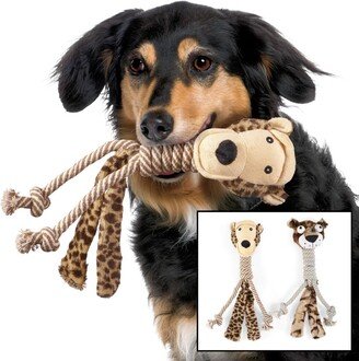 Collections Etc Set of 2 Dog Toys - giraffe and leopard