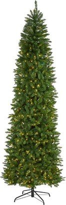 9ft Pre-Lit LED Slim Mountain Pine Artificial Christmas Tree Clear Lights