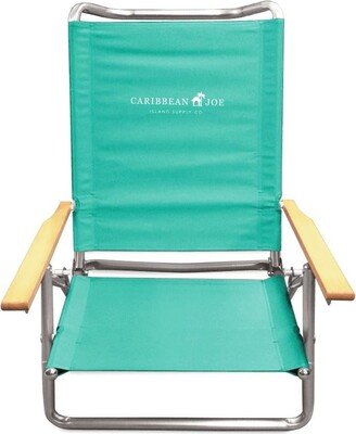 Ealdun Trade LLC 5 Position Folding Low Sand Beach Chair with Wood Armrests