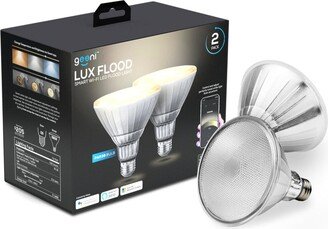 Geeni Lux Smart Floodlight, White â Outdoor 2700K-6500K Dimmable Led Bulb, E26, PAR38, 11W, 1000 Lumens â No Hub Compatible with Alexa, Google Hom