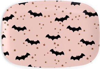 Serving Platters: Twinkle Bats - Black On Pink Serving Platter, Pink