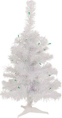 Northlight 2' Lighted Rockport White Pine Artificial Christmas Tree, Green Lights