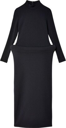 Band-Collar Long-Sleeve Dress