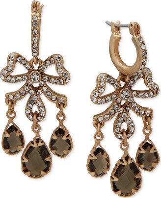 Gold-Tone Crystal Bow Charm Hoop Earrings