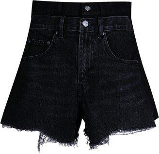 Raw-Cut Asymmetric Denim Shorts-AA