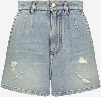 High-waisted denim shorts-AQ