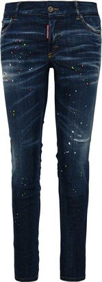 Paint Splatter Effect Cropped Jeans-AA