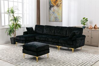 RASOO L-shape Sectional Sofa Comfort Chaise with Ottoman, Lounge Couch for Living Room